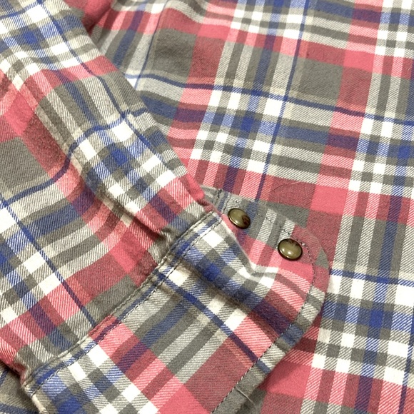 Jachs Girlfriend BEA pink purple Plaid TOP flannel paisley cuff  pearl snaps XL - Picture 15 of 16